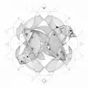 A geometric design incorporating the Pisces symbol and puzzle pieces to represent autism awareness, with a subtle nod to the client's twins tattoo design idea