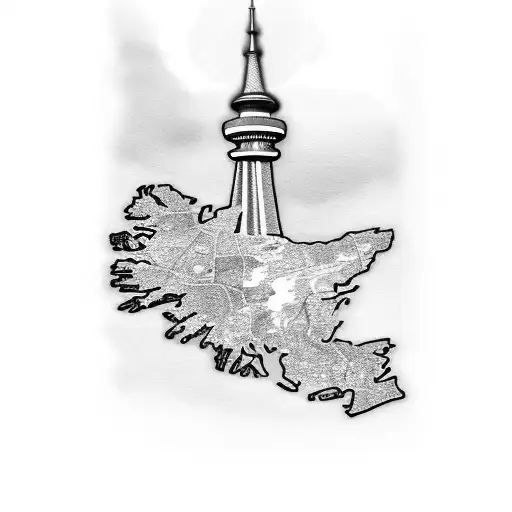  Ireland map cn tower tattoo design idea