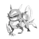 pokemon digimon and naruto  tattoo design idea