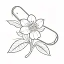 A minimalist tattoo of a prescription pill capsule split open to reveal a blooming flower inside, representing the healing power of medicine. tattoo design idea