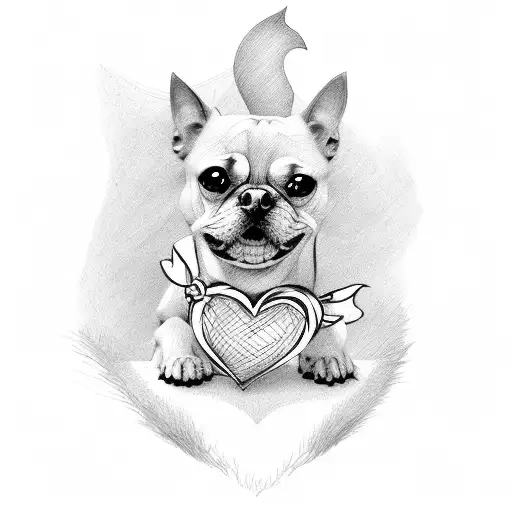 dog and heart tattoo design idea