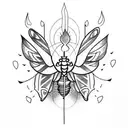 cute dark moth with burning candle tattoo design idea