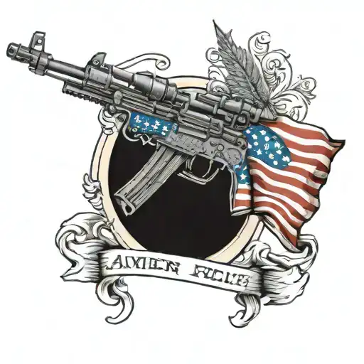 American flag and a rifle tattoo design idea