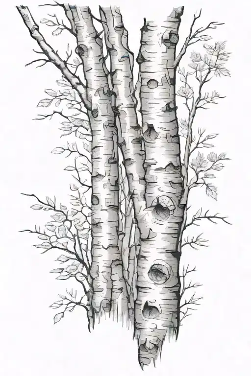 PAPER BIRCH TREE fore arm tattoo design idea