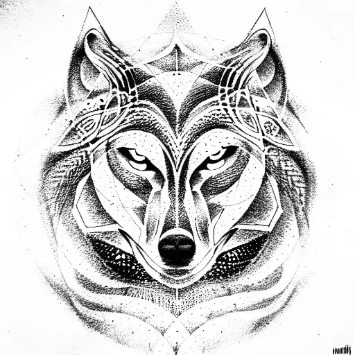 sacred geometry wolf tattoo design idea