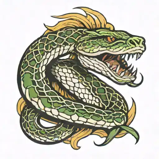 biting snake tattoo design idea