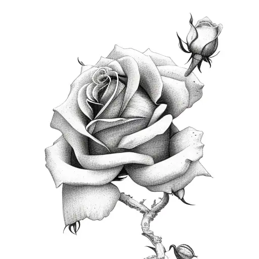 rose wrapped around an almond blossom  tattoo design idea