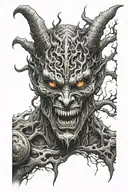 Demon face tattoo design idea