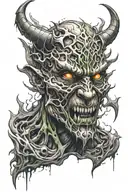 Demon face tattoo design idea