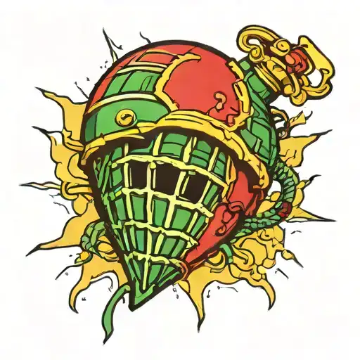 red heart that look like a hand grenade  tattoo design idea