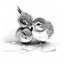 two baby quail with her mom. tattoo design idea