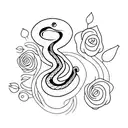 snake with roses and butterflies  tattoo design idea