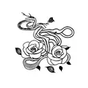 snake with roses and butterflies  tattoo design idea