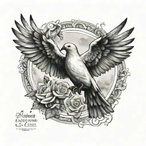 Joshua 1:9 Romans 12:2 in a circle with a dove in the middle tattoo design idea