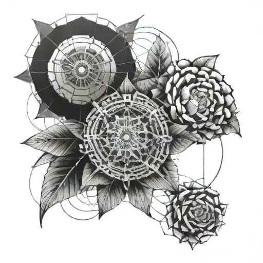 Innovative design of a blueprint transforming into a completed project tattoo design idea