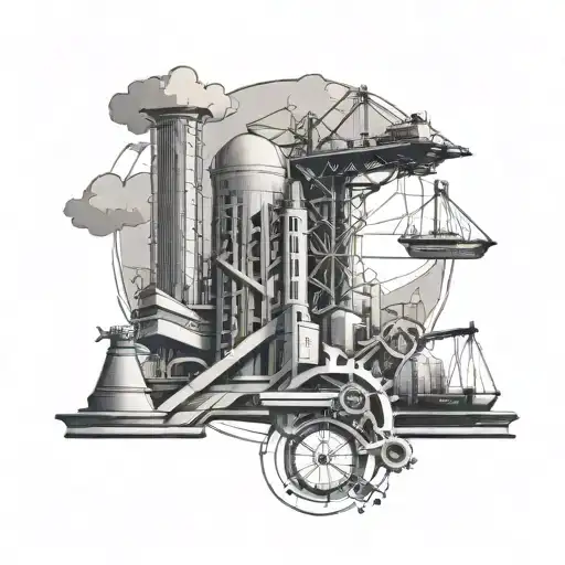 Symbolic representation of the balance between creativity and technical expertise in civil engineering tattoo design idea