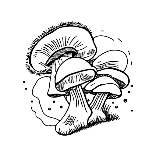 Mushroom in decorative frame tattoo design idea