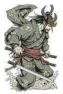 samurai ripping through skin tattoo design idea