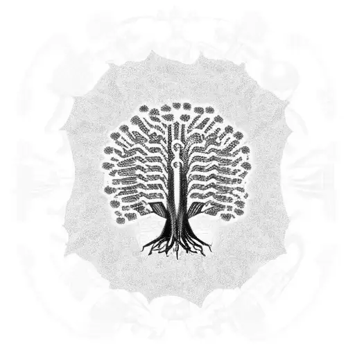Tree made up of DNA coils. Shows Puerto Rican, Irish, Italian & English flags tattoo design idea