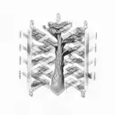 Tree made up pf DNA coils. Shows Puerto Rican, Irish, Italian & English flags tattoo design idea