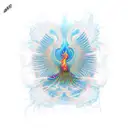 A psychedelic rock-inspired phoenix rising from the ashes in a Moebius-inspired landscape tattoo design idea