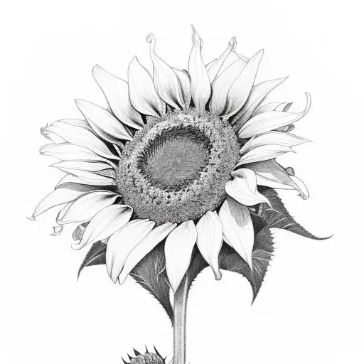 sunflower, goldenrod, morning glory, rose, and aster bouquet  tattoo design idea