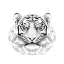 A tiger emerging from a soccer ball, representing power and agility tattoo design idea