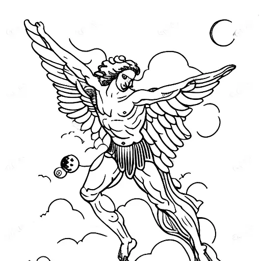 greek mythology icarus falling tattoo design idea