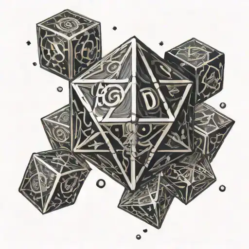 dnd dice with moon tattoo design idea