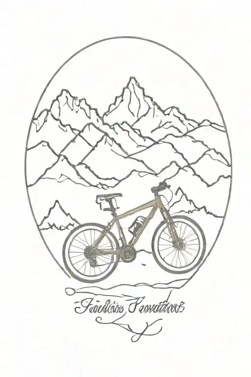 outdoor, mountains, mountain bike silhouette tattoo design idea