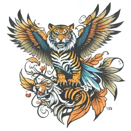 tiger Eagle tome family  tattoo design idea