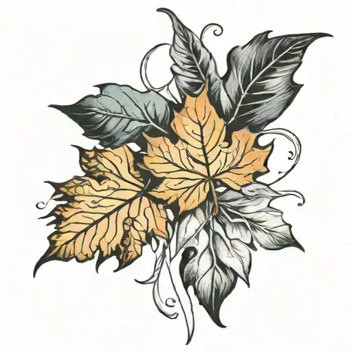 fall leaves intertwined tattoo design idea