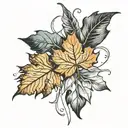 fall leaves intertwined tattoo design idea