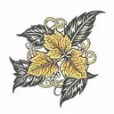 fall leaves intertwined tattoo design idea