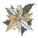 fall leaves intertwined tattoo design idea