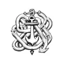 anchor with chains being lifted up by balloons  tattoo design idea