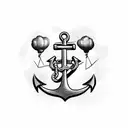 anchor with chains being lifted up by balloons  tattoo design idea