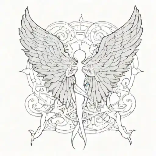 angel wings spread tattoo design idea