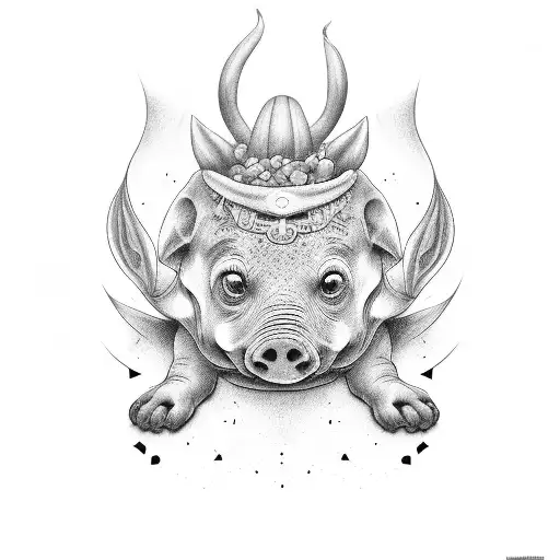 cerdito caricatura con alas tattoo design idea