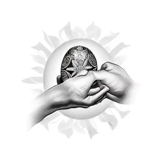 A realistic black and gray design of two hands holding maracas, with intricate details on the Cuban flag tattoo design idea