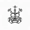 A black and gray design of two hands holding maracas, with intricate details on the Cuban flag tattoo design idea