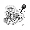 A black and gray design of two hands holding maracas, with intricate details on the Cuban flag tattoo design idea