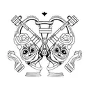 A black and gray design of two hands holding maracas, with intricate details on the Cuban flag tattoo design idea