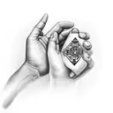 A realistic black and gray design of two hands holding maracas, with intricate details on the Cuban flag tattoo design idea