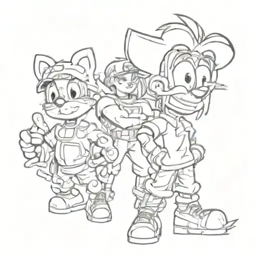 90s cartoon characters tattoo design idea