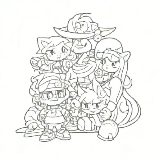 90s cartoon characters tattoo design idea