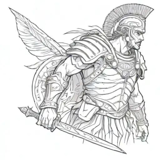 roman warrior tattoo design idea