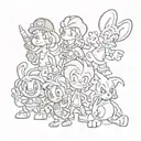 90s cartoon characters tattoo design idea