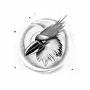Crow  clouds Moon  tattoo design idea
