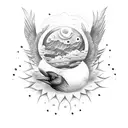 Crow  clouds Moon  tattoo design idea